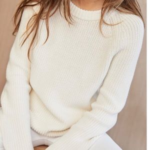 Jenni Kayne cotton fisherman sweater, ivory, XS